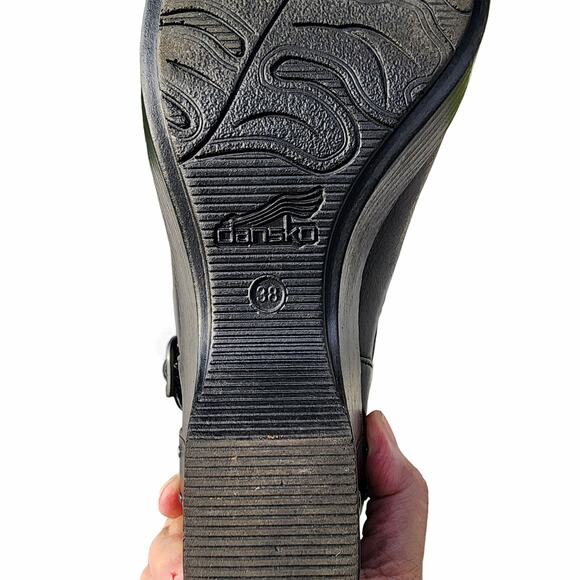 Dansko Franka Leather Crisscross Strap Wedge Clogs 38 - Picture 7 of 9